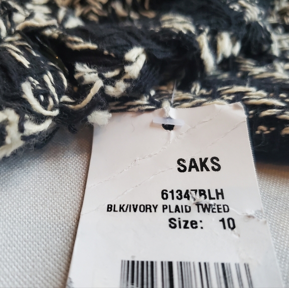 NWT$475 L'AGENCE Jade Tweed Button Mini Dress Houndstooth Black White Gold US 10 - Picture 11 of 16